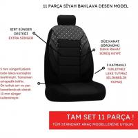 UNİVERSAL 11 PARÇA SİYAH BAKLAVA DESEN OTO KOLTUK KILIFI
